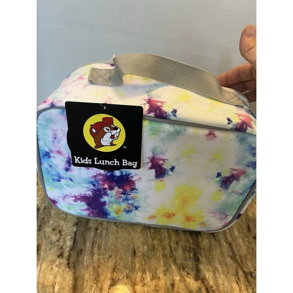 Buc-ee's Kids Insulated Lunch Box Bag - Rainbow Tie Dye Top Handle Zip Up NWT